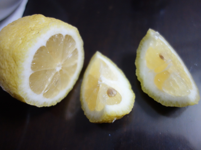 レモンの断面と種